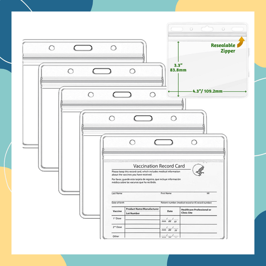 Horizontal Vaccine Card Protector Sealable 4"x3" - 787 Printing Co.